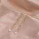 Gold Link Chain Freshwater Pearl Dangle Earrings